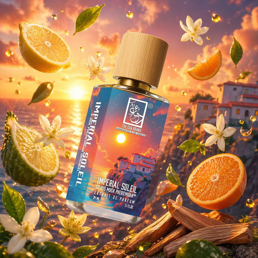 The Dua Brand Imperial Soleil Citrus Musk Phero'Moan fragrance bottle
