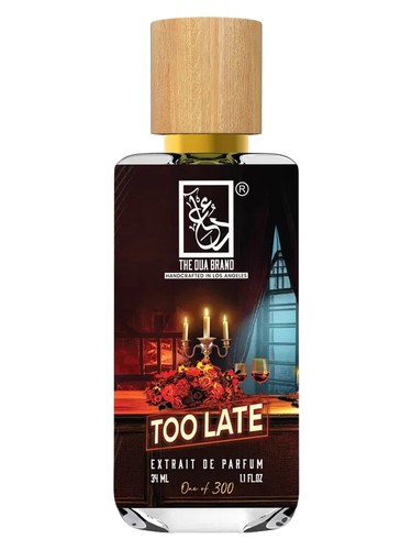 The Dua Brand Too Late fragrance bottle