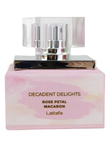 Lattafa Perfumes Rose Petal Macaron fragrance bottle