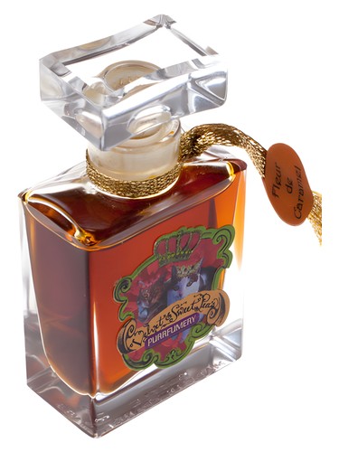 Velvet & Sweet Pea’s Purrfumery Fleur de Caramel fragrance bottle
