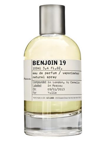 Le Labo Benjoin 19 Moscow fragrance bottle