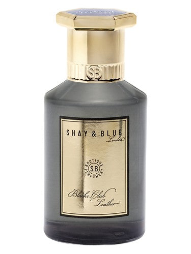 Shay Blue London Blacks Club Leather fragrance bottle