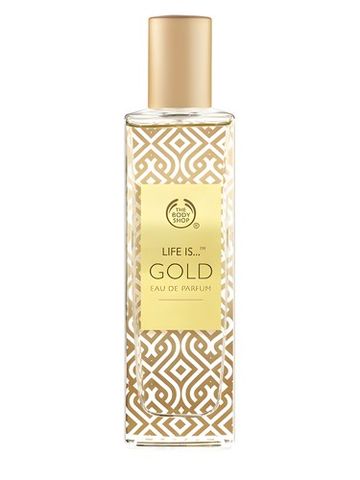 The Body Shop Life is Gold fragrance bottle