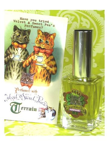 Velvet & Sweet Pea’s Purrfumery Terrain fragrance bottle