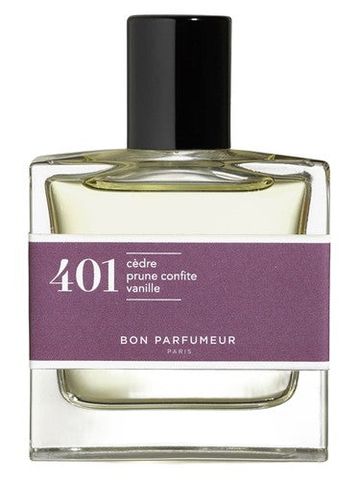 Bon Parfumeur 401 cedar, candied plum, vanilla fragrance bottle