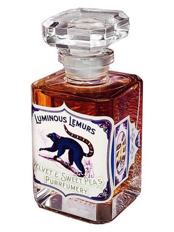 Velvet & Sweet Pea’s Purrfumery Luminous Lemurs fragrance bottle
