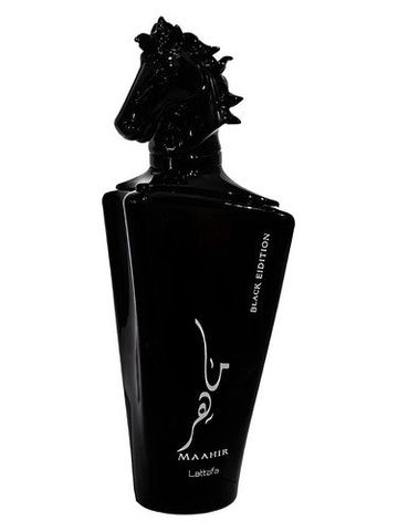 Lattafa Perfumes Maahir Black Edition fragrance bottle