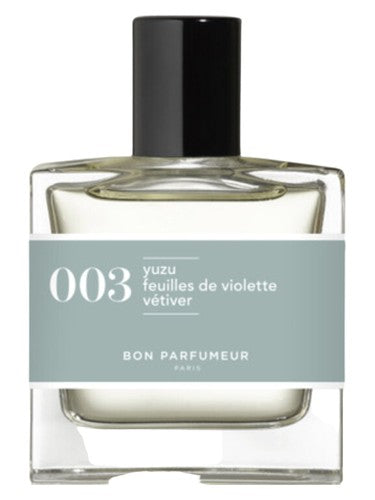 Bon Parfumeur 003 yuzu feuilles de violette, vétiver fragrance bottle