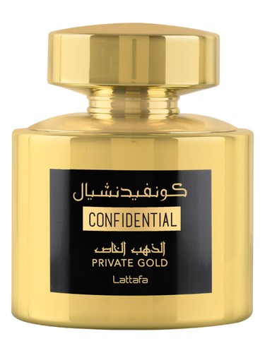 Lattafa Perfumes Confidential Private Gold fragrance bottle