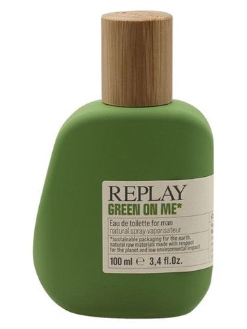 Replay Green On Me For Man fragrance bottle