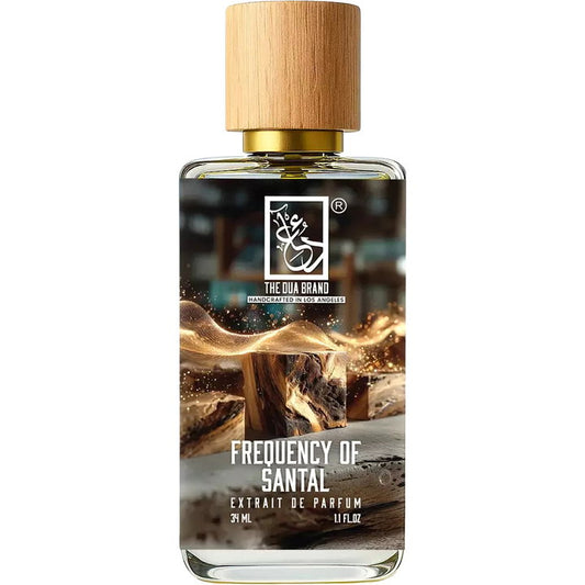 The Dua Brand Frequency of Santal fragrance bottle