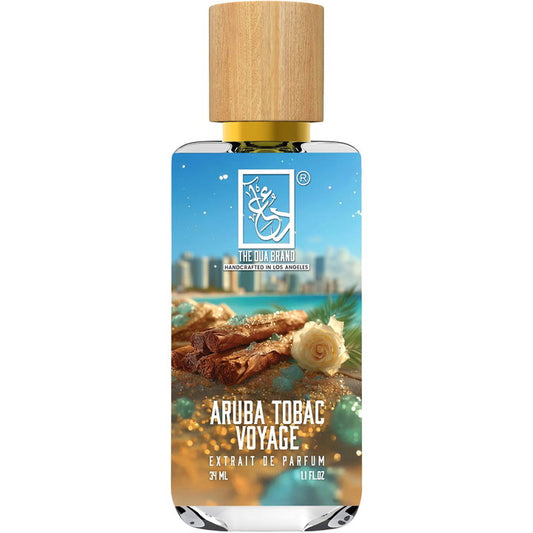 The Dua Brand Aruba Tobac Voyage fragrance bottle
