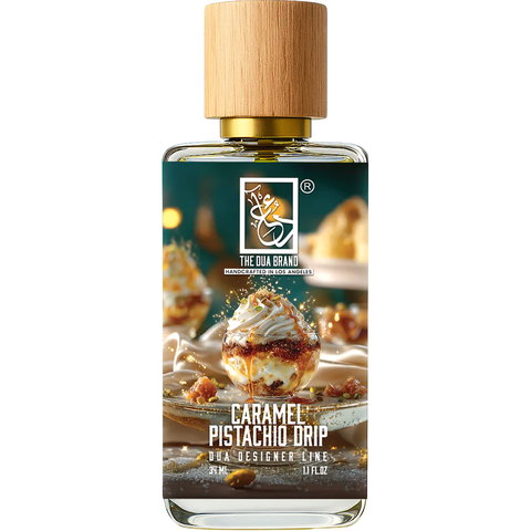 The Dua Brand Caramel Pistachio Drip fragrance bottle