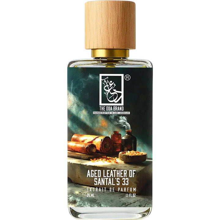 The Dua Brand Aged Leather of Santal's 33 fragrance bottle
