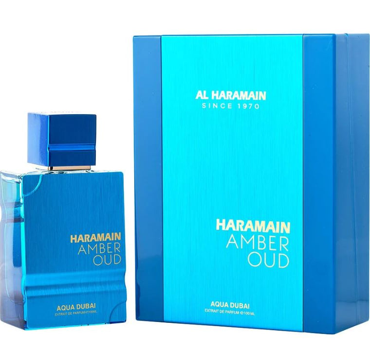 Al Haramain Amber Oud Aqua Dubai EXTRAIT fragrance bottle
