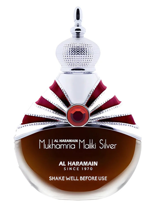 Al Haramain Perfumes Mukhamria Maliki Silver fragrance bottle