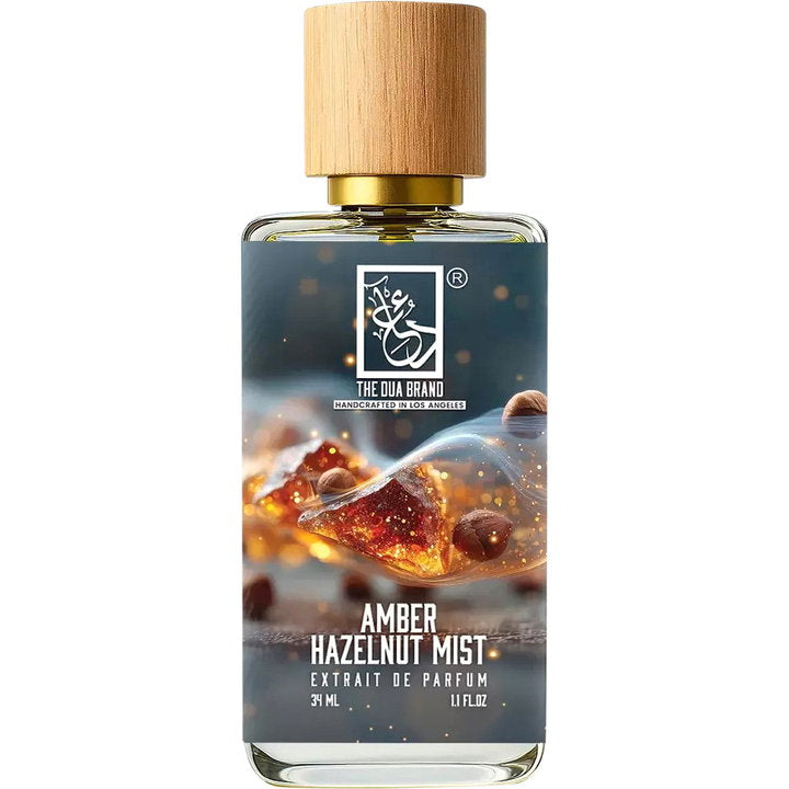 The Dua Brand Amber Hazelnut Mist fragrance bottle