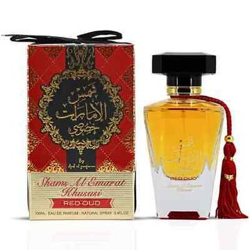 Ard Al Zaafaran Shams Al Emarat Khususi Red Oud EDP fragrance bottle