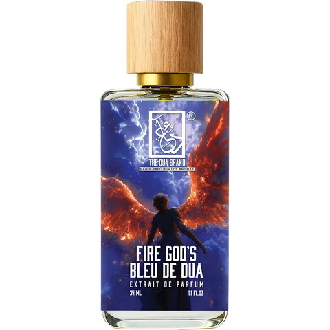The Dua Brand Fire God's Bleu de Dua fragrance bottle