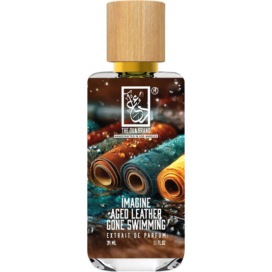 The Dua Brand Imagine Aged Leather Gone Swimming fragrance bottle