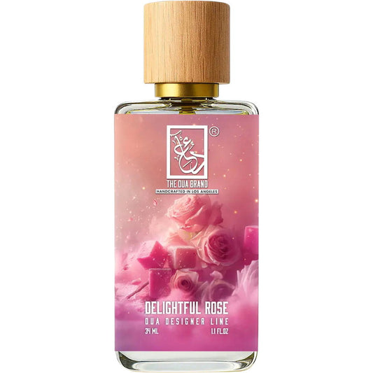 The Dua Brand Delightful Rose fragrance bottle
