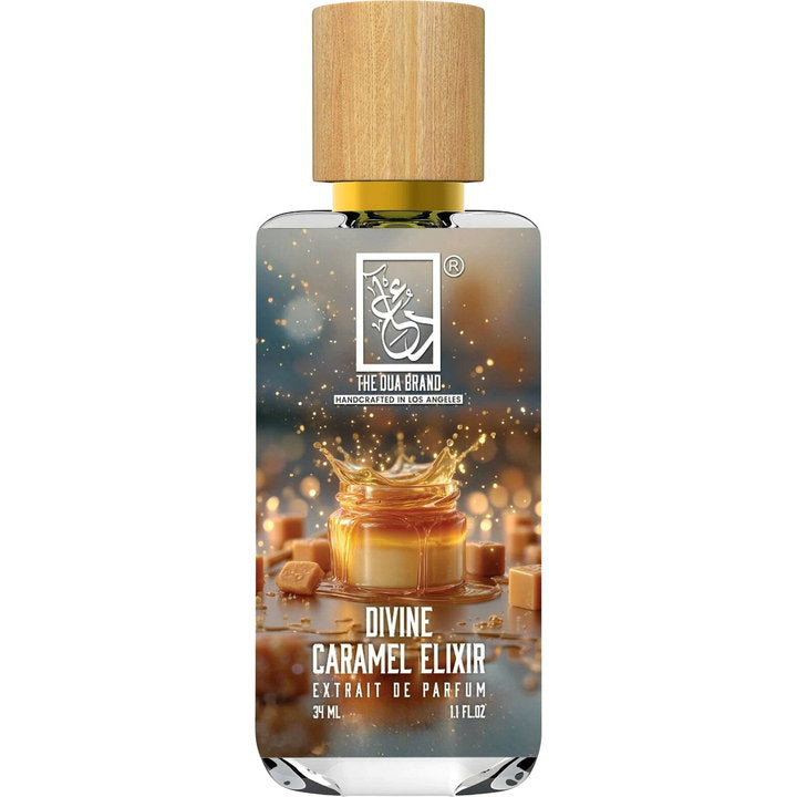 The Dua Brand Divine Caramel Elixir fragrance bottle