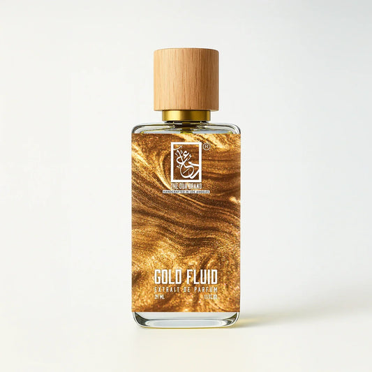 The Dua Brand Gold Fluid fragrance bottle