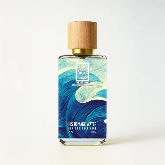 The Dua Brand His Homage Water fragrance bottle