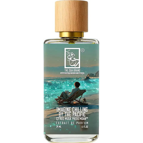 The Dua Brand Imagine Chilling by the Pacific Citrus Musk Phero'Moan fragrance bottle