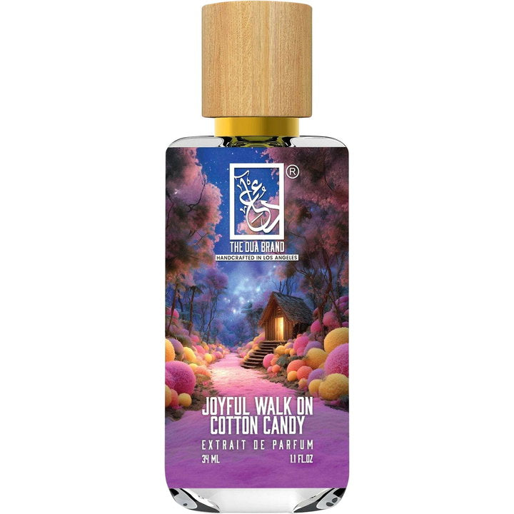 The Dua Brand Joyful Walk on Cotton Candy fragrance bottle