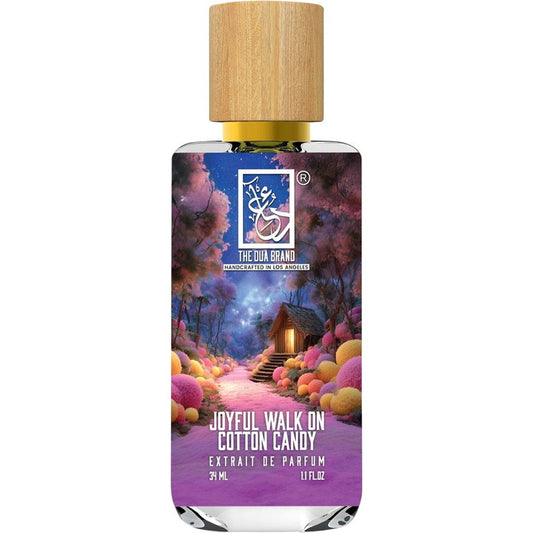 The Dua Brand Joyful Walk on Cotton Candy fragrance bottle