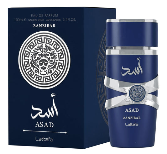 Lattafa Asad Zanzibar EDP fragrance bottle