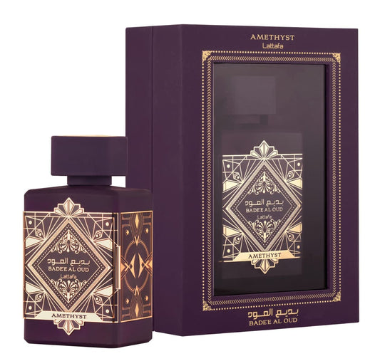 Lattafa Badee Al Oud Amethyst EDP fragrance bottle