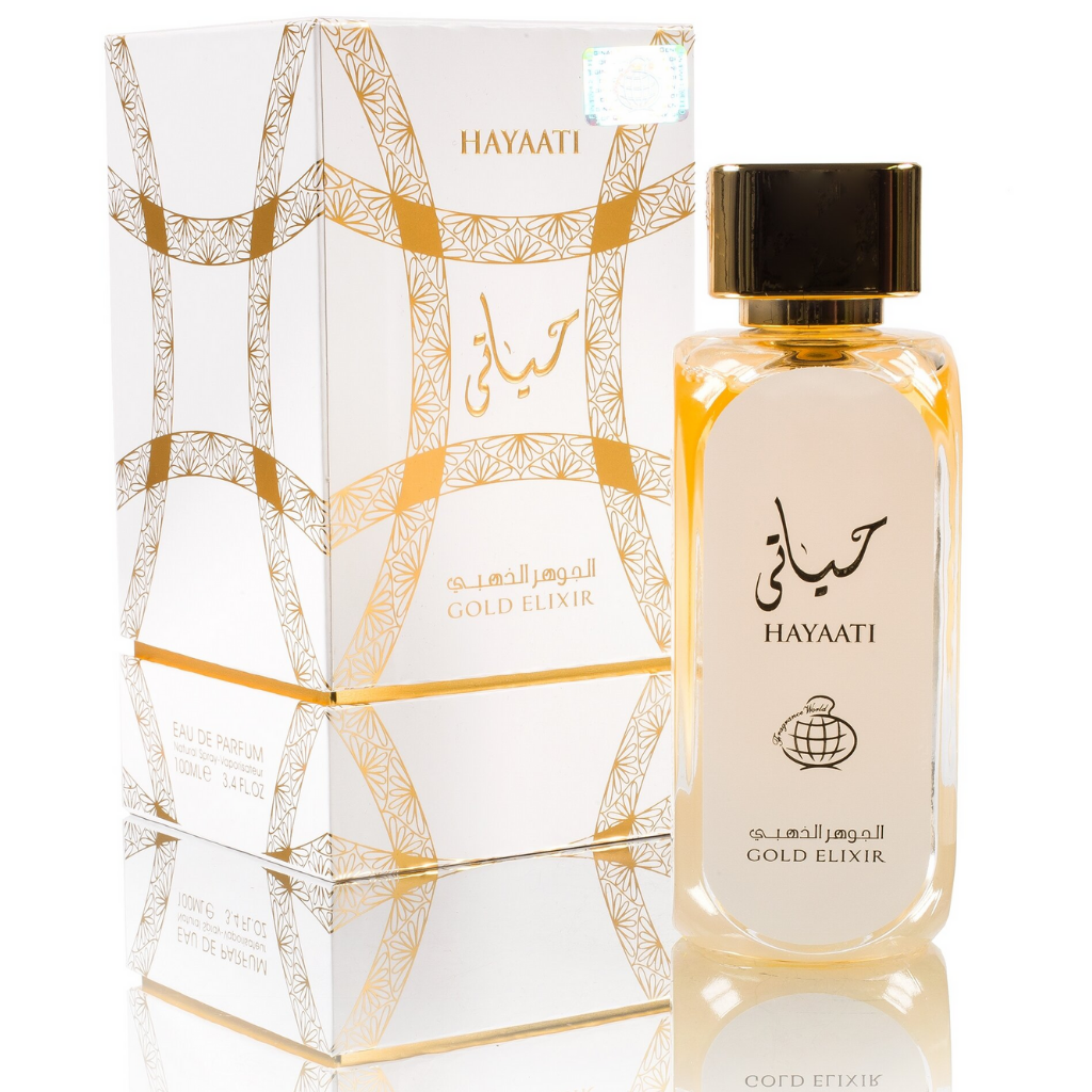 Lattafa Hayaati Gold Elixir EDP fragrance bottle