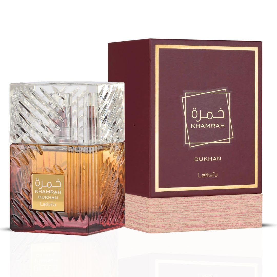 Lattafa Khamrah Dukhan EDP fragrance bottle
