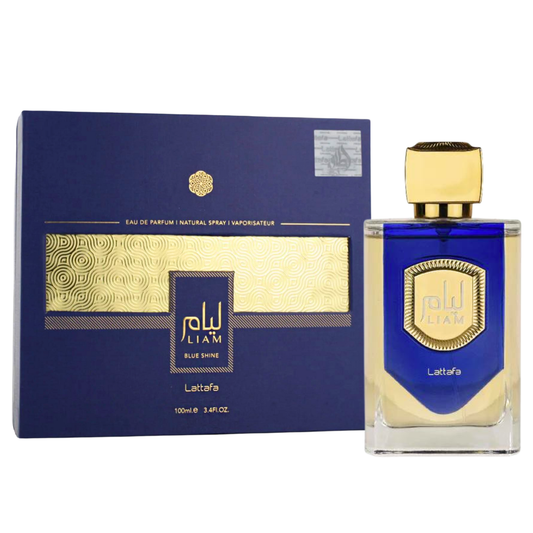 Lattafa Liam Blue Shine EDP fragrance bottle