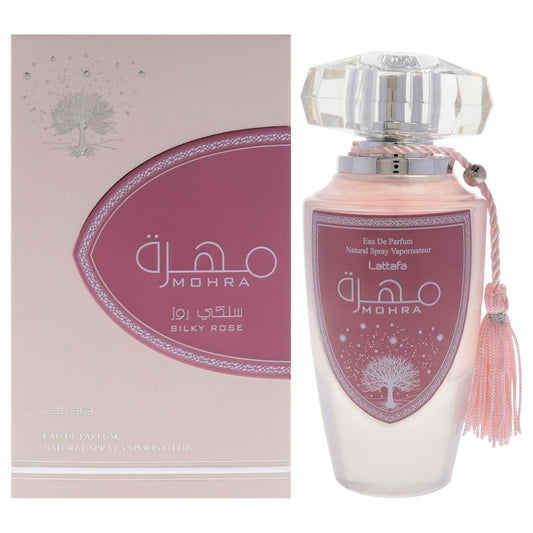Lattafa Mohra Silky Rose EDP fragrance bottle