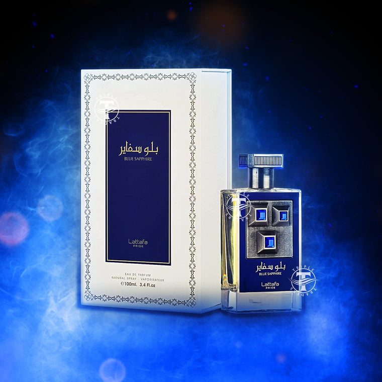 Lattafa Pride Blue Sapphire EDP fragrance bottle