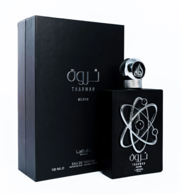 Lattafa Pride Tharwah Silver EDP fragrance bottle