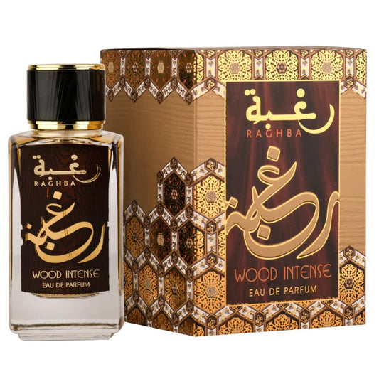Lattafa Raghba Wood Intense EDP fragrance bottle