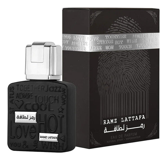 Lattafa Ramz Lattafa Silver EDP fragrance bottle