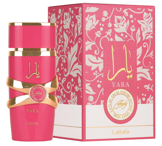 Lattafa Yara Candy EDP fragrance bottle