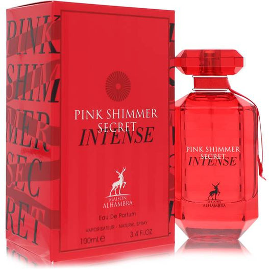 Maison Alhambra Pink Shimmer Secret Intense EDP fragrance bottle
