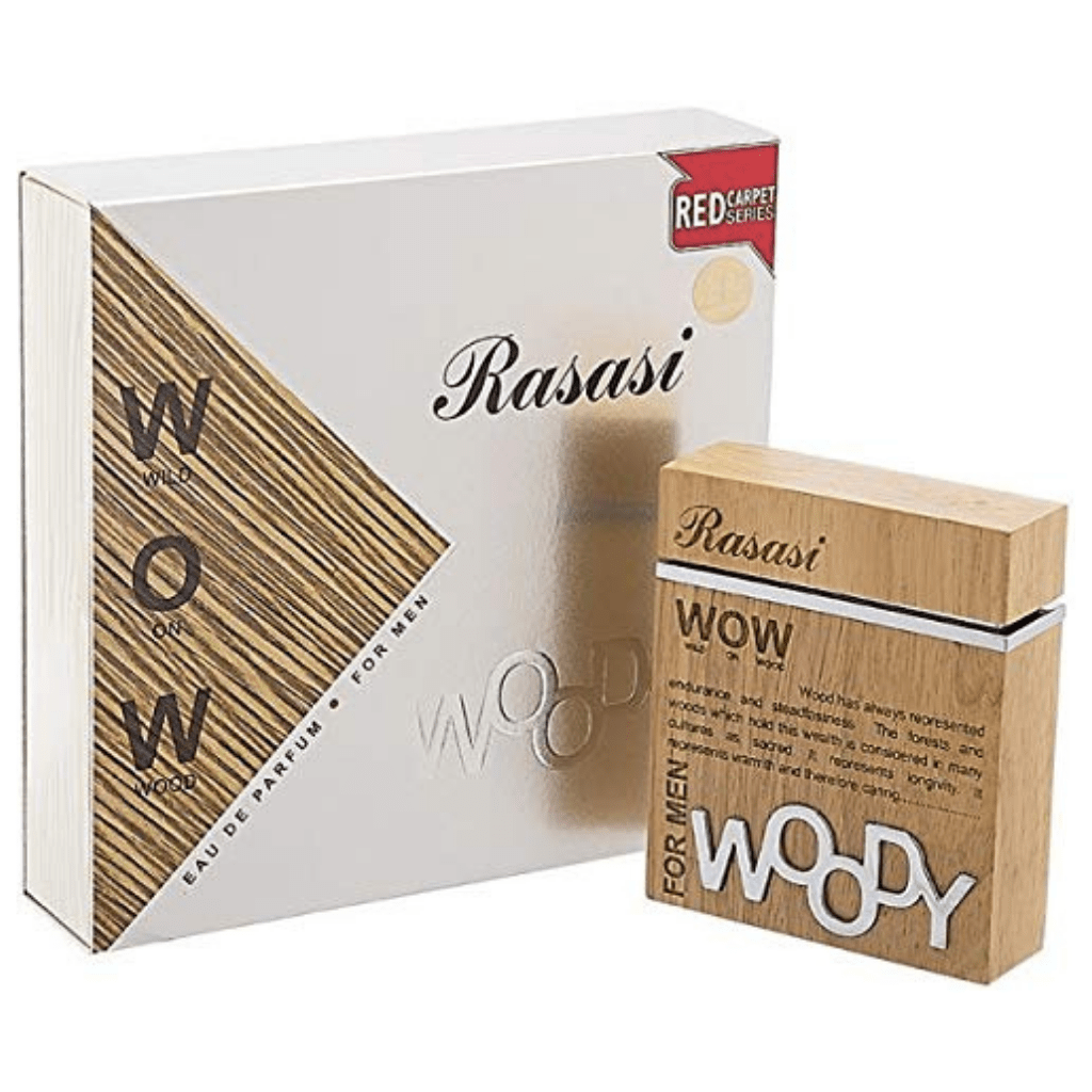 Rasasi Woody Pour Homme EDP fragrance bottle