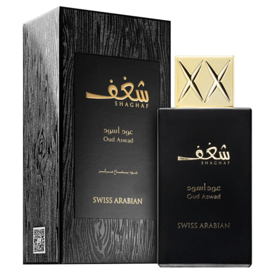 Shaghaf Oud Aswad EDP fragrance bottle