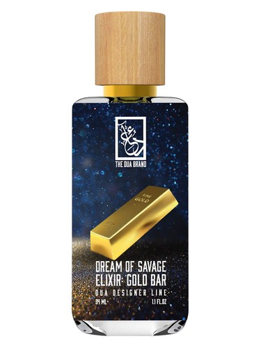 The Dua Brand Dream Of Savage Elixir: Gold Bar fragrance bottle