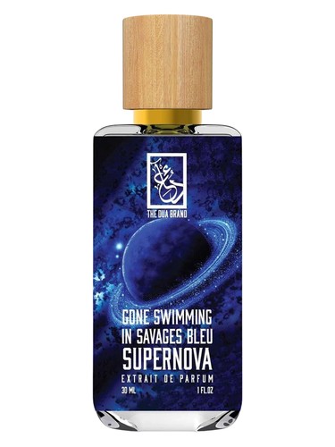 The Dua Brand Gone Swimming In Savages Bleu Supernova fragrance bottle