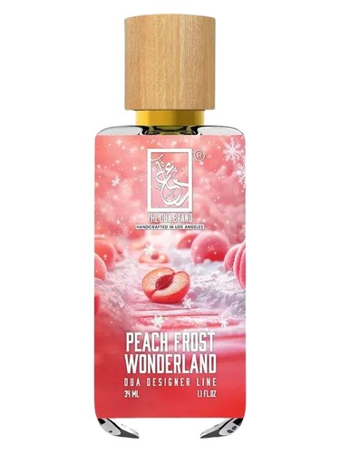 The Dua Brand Peach Frost Wonderland fragrance bottle