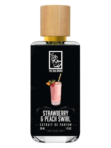 The Dua Brand Strawberry & Peach Swirl fragrance bottle