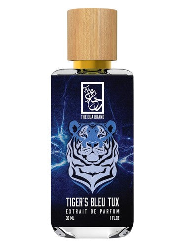 The Dua Brand Tiger’s Bleu Tux fragrance bottle